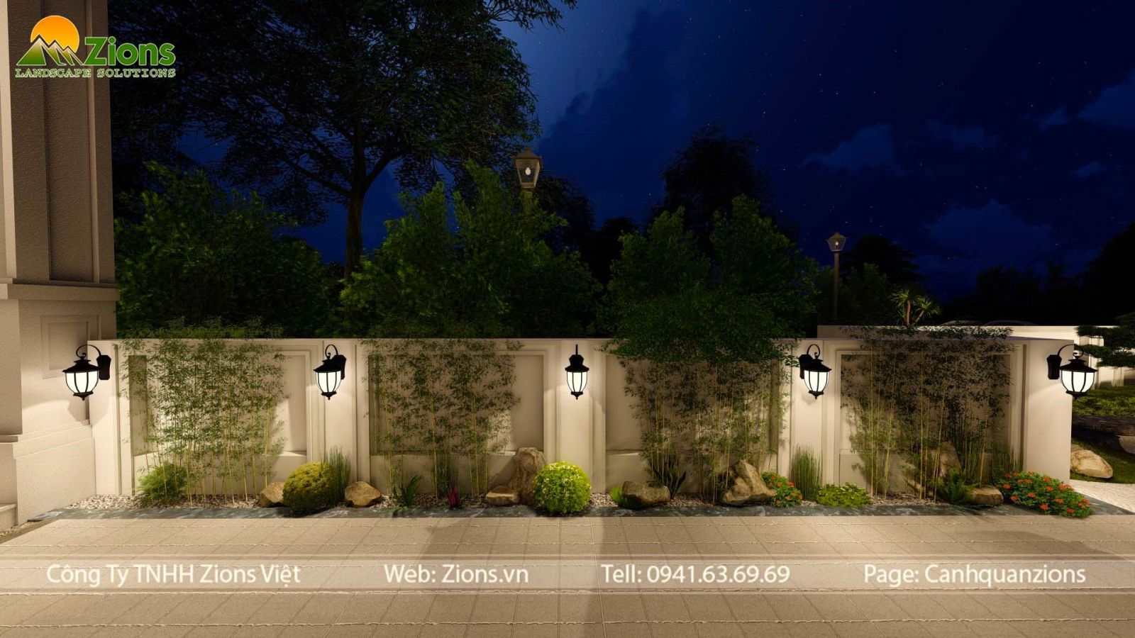 Bố trí ánh sáng trong sân vườn - Zion's
